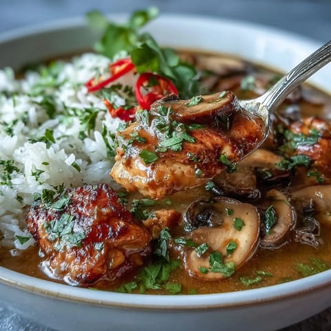 Steaming bowl of Thai Coconut Curry Soup topped with fresh cilantro, sliced red chili, and lime wedges for a zesty finish.