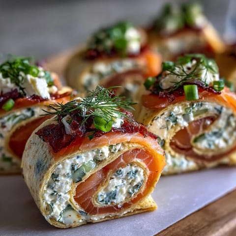 Elegant smoked salmon and cucumber cream cheese pinwheels rolled in soft tortillas, perfect for brunch or parties.