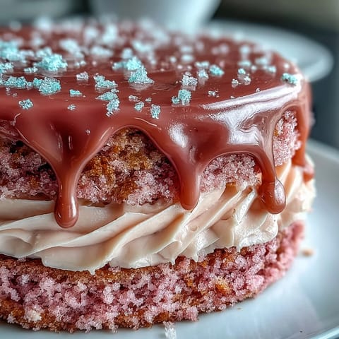 Bridal Shower Rosé Velvet Cake with Gold Drip, a blush-pink layer cake with elegant gold drip, perfect for bridal showers and special celebrations.
