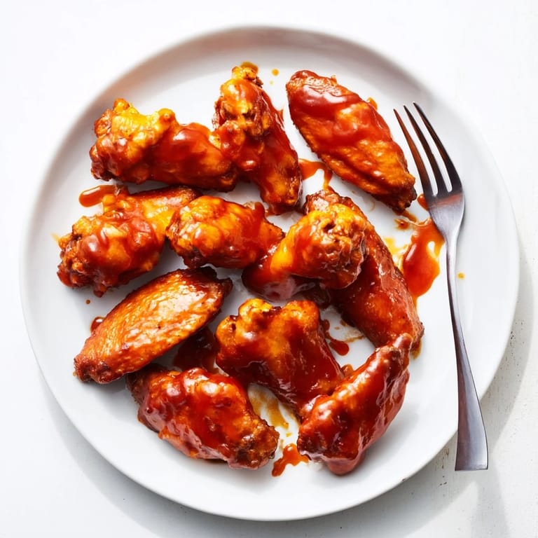Homemade Honey BBQ Chicken Wings tossed in sweet and spicy sauce, ready for game day snacking.