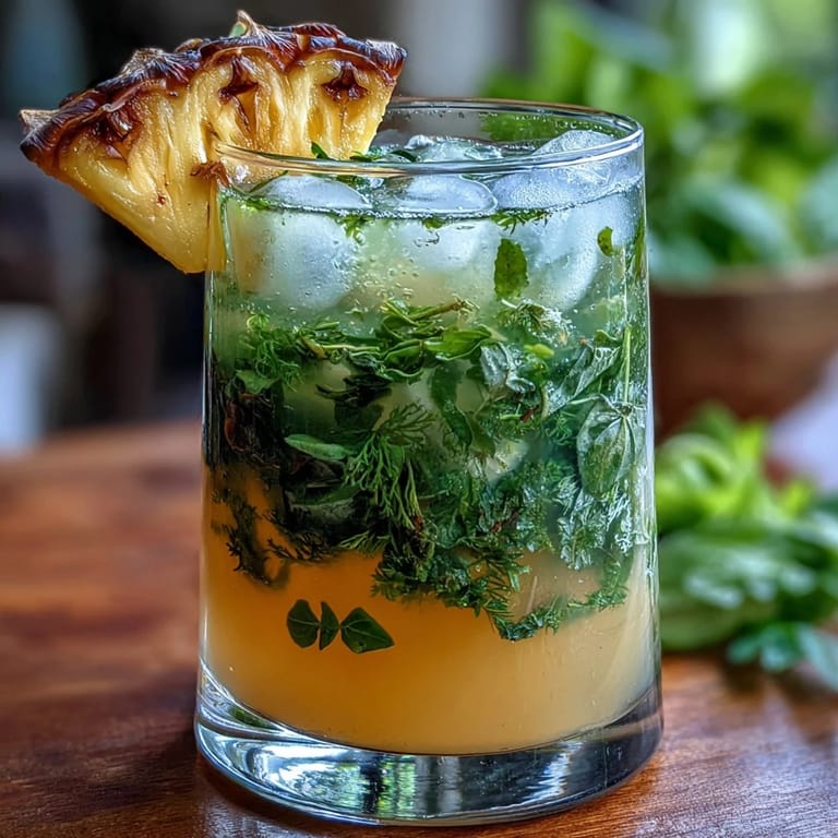 Vibrant pineapple basil agua fresca served over ice with lime slices and basil sprigs for a tropical twist.