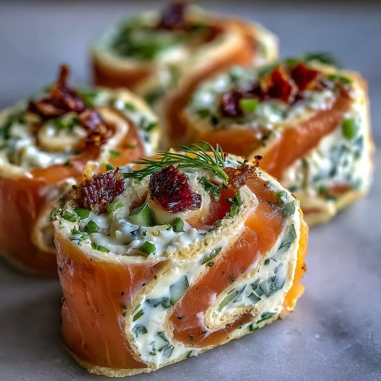 Creamy dill-infused cheese, crisp cucumber, and silky smoked salmon create sophisticated party pinwheels, easy to make and serve chilled.