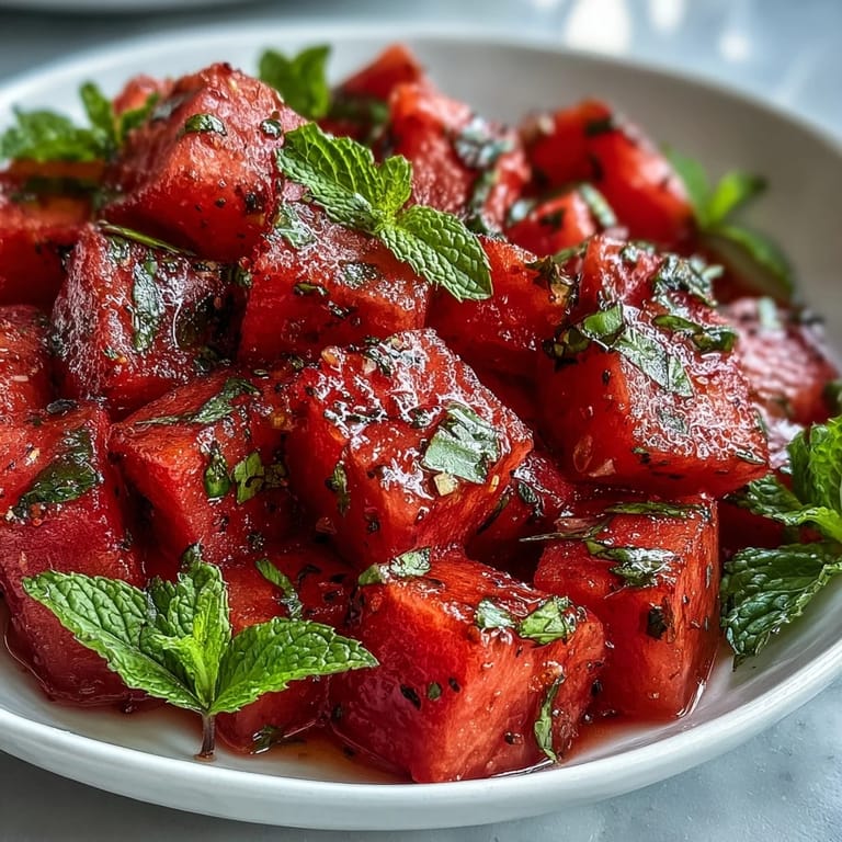 An easy, zesty Fricy Watermelon Chili Lime Salad with mint and chili kick.