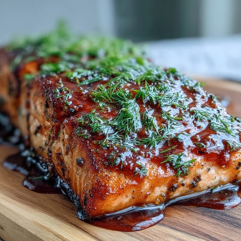 Juicy salmon fillets glazed with sweet maple Dijon, ready to serve.
